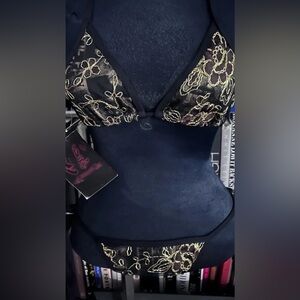 Luxurious Black and Gold Lace bikini NW